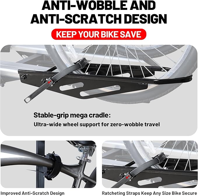 200 lbs. Hitch Mount Bike Rack, fits Cars, SUVs, RVs, Trailers with 2 Inch Receiver