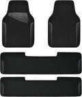 CAR PASS Waterproof Universal Faux Leather 3Row Car Floor Mats, Black Car Mats Fit for SUV,Vans,sedans, Trucks,Set of Vehicles Car Carpet with Driver Heel Pad and Anti-Slip Nibs Backing (Black 3Row)