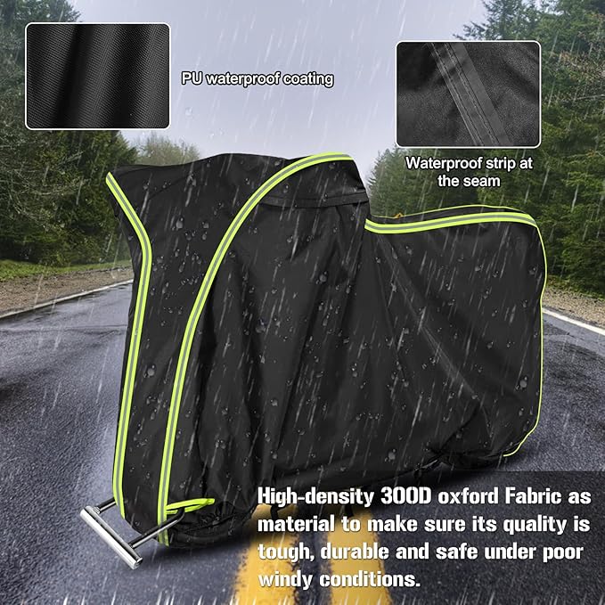 Waterproof Motorcycle Cover for Honda Grom MSX125/Navi/Monkey/2022 Benelli 135/2023 Grom, All Weather Outdoor Black Protective Cover with Reflective Strips,Vent Holes and Lock Holes