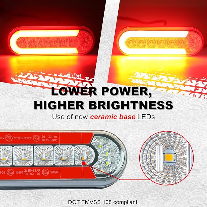 Agrieyes 6 Inch Oval LED Trailer Lights, Submersible Boat Trailer Light, with Brake, Turning Signal, Reverse Light, Backup Light, DOT Compliant
