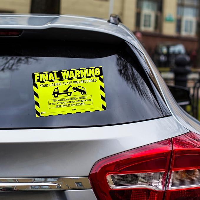 easykart labels 50 Parking Violation Notice Parking Violation Stickers Tow for Car Parking Warning Adhesive Car Window Fluorescent Green Labels (1 Pack)