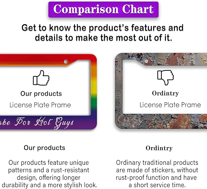 License Plate Frames for Men Rainbow Plate Cover for Car for Women Rainbow Gay Pride Aluminum Metal Car Accessory 2 Pack with Screw Covers Set