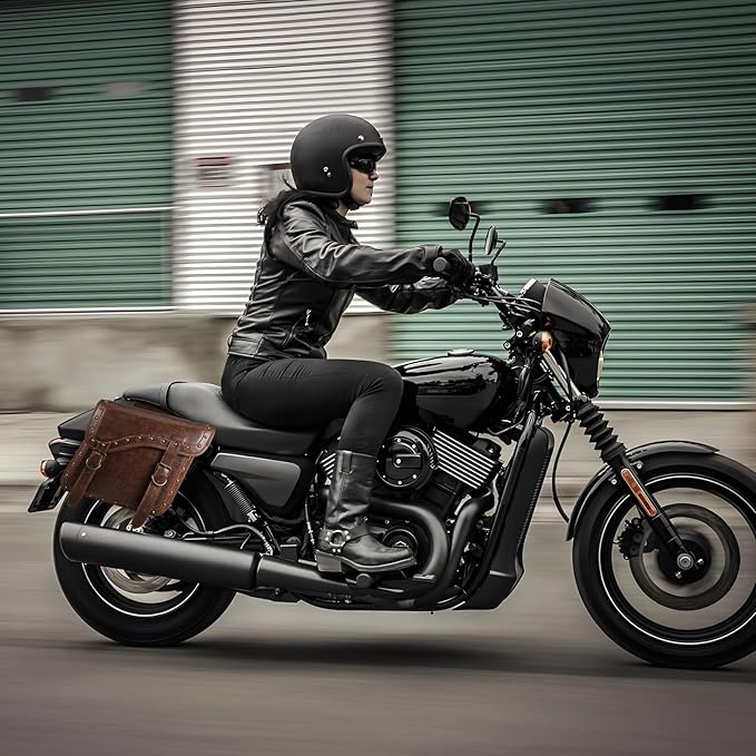NICECNC Motorcycle Saddle Bags, PU leather Motorcycle Saddlebags, Reinforced Straps & Saddle Piece, with Cup Holder, Throw Over Saddle Bags Side Bags Universal Motorcycle Accessories, BROWN