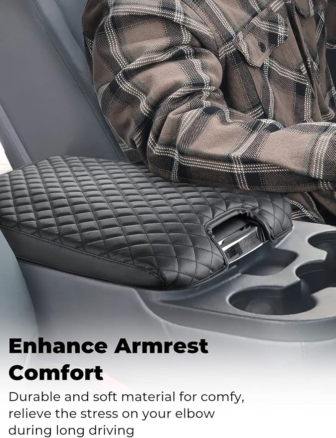 ISSYAUTO Center Console Cover Compatible with 2013-2018 Ram 1500 & 2013-2024 Ram 2500/3500/1500 Classic Model, Only for Jump Seat Console, Customized Armrest Cover Leather Arm Rest Covering for Car