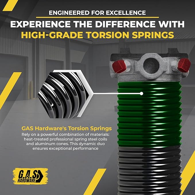 Garage Door Torsion Spring 243x2x32 Torsion Springs for Left Side of Garage Door with 1" Steel Bearing, Gloves, and Winding Bars Precision E-Coating 5-Year Warranty Minimum 30,000 Cycles (Red Cone)