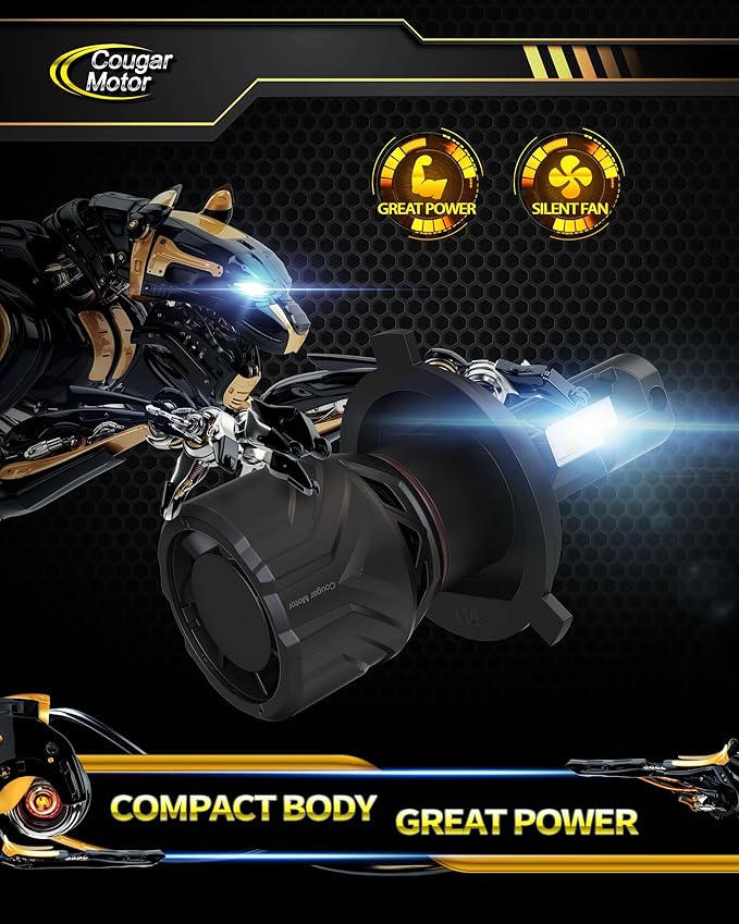 Cougar Motor H4 Bulbs, 9003 Fog Lights 6500K White Non-Polarity H4 Fog Bulb or Off-Road Use Plug and Play - Pack of 2