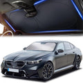 Windshield Sun Shade for Car, SUV & Truck – Patented Design Blocks 99% UV Rays & Heat | 240T Reflective Polyester Sunshade with Storage Bag | Keeps Vehicle Interior Cool | Universal Fit S(59" x 29")