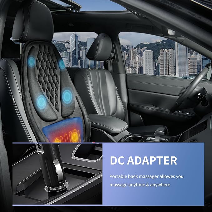 Back Massager with Heat, Massage Seat Cushion with 3D Lumbar Traction, 8 Vibrating Motors Massager Chair Pad for Full Body Pain Relief, and Home Use