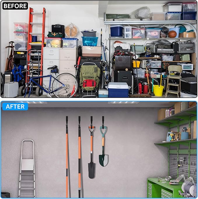 24 Pack Heavy Duty Garage Storage Utility Hooks 3.35" Kayak Wall Hangers Ladder Hooks for Garage, Utility Hooks for Ladder Garden Tool Hose Bike Shelf, Outdoor or Indoor Use