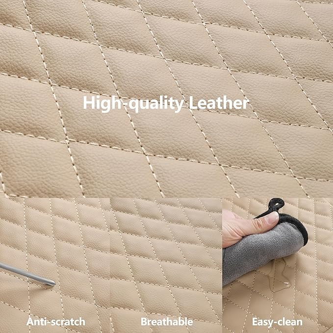 Car Seat Covers,Breathable and Waterproof Leather Seat Covers,Luxury PU Universal Fit Automotive Airbag Compatible for Most Cars Sedans SUV and Truck(2 Pieces,Front Seat,Beige,N1)