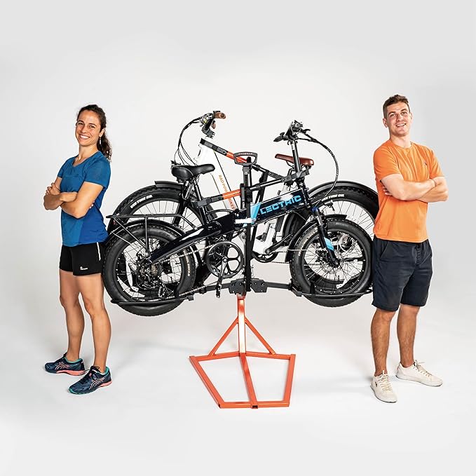 HYPERAX Volt 2_1.25" -E Bike Hitch Mounted Platform Style 2 Bikes Carrier for Car, SUV, Trucks, Sedan, Tilting e-Bike Rack for Hitch Fits Up to 2 X 70 lbs Bike with Up to 5" TIRE - NO RV USE!