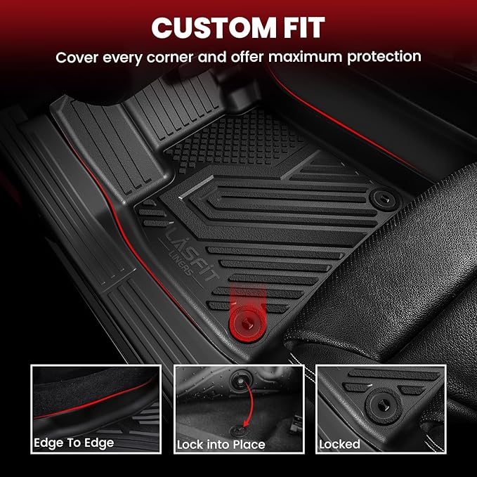 LASFIT Floor Mats & Trunk Mat for Honda Odyssey 2011 2012 2013 2014 2015 2016 2017 Mini Passenger Van (Fit 7& 8 Seats), All Weather TPE Car Floor Liners, 1st & 2nd & 3rd Row & Cargo Mat Full Set