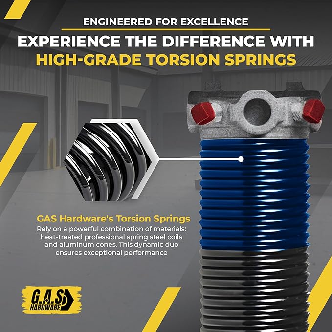 Garage Door Torsion Springs 283x2x37 Includes 1” Steel Bearing, Gloves, and Winding Bars for Left and Right Side of Garage Door Precision E-Coating 5-Year Warranty Minimum 30,000 Cycles (Pair)