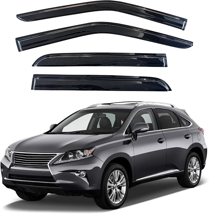 KPY Window Visor Compatible with Lexus RX350 RX450h 2010-2015, 4PC Rain Guard Side Window Vent Deflectors Tape-On Mugen Style, 2010 2011 2012 2013 2014 2015