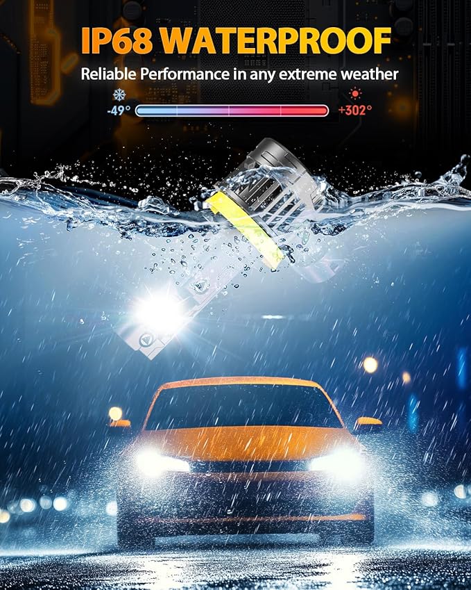 FAHREN 𝟐𝟎𝟐𝟓 𝐔𝐩𝐠𝐫𝐚𝐝𝐞𝐝 H11 9005 LED Bulbs Combo, 𝟖𝟎𝟎𝟎𝟎𝐋𝐌 𝟏𝟐𝟎𝟎% Super Bright, 1:1 Mini Size H11 9005 Light Bulbs, 6500K Cool White, Canbus Ready, Plug & Play Fog Bulbs, Pack of 4