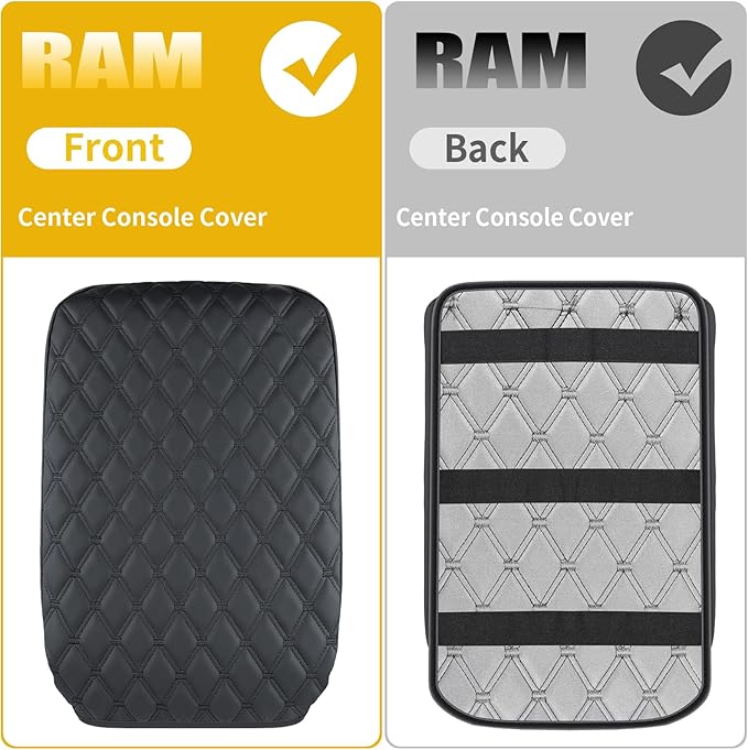 GIANT PANDA Custom Fit Center Console Cover for Dodge RAM 1500 2500 3500 2002 2003 2004 2005 2006 2007 2008 2009 2010 2011 2012 with Jump Seat - Waterproof Armrest Center Cover - Full Protection