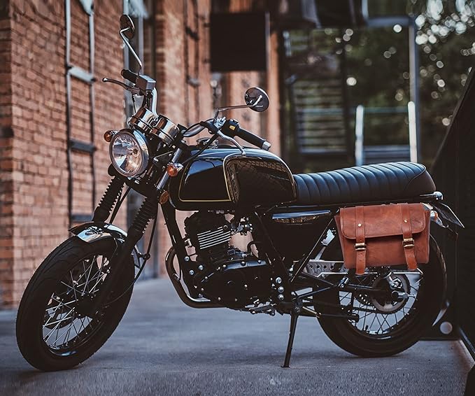 Genuine Leather Large Capacity Saddle Bag For Motorcycle Side Pouch Accessories Storage Panniers Motorbike Universal Handmade Saddlebags For Bike Commuters Handlebar Bicycle Brown Leather Tool Bag