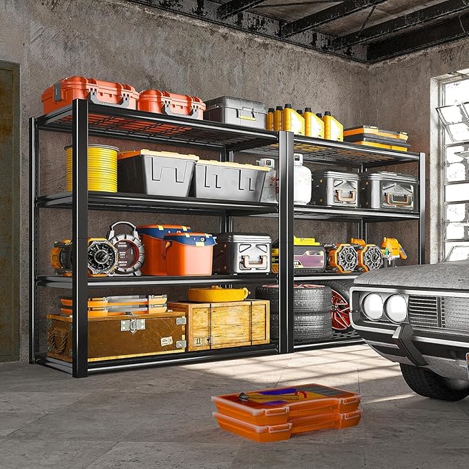 REIBII 40" W Storage Shelves 2200LBS Garage Shelving Heavy Duty Metal Shelving Adjustable Metal Shelves Industrial Shelf for Warehouse Basement Pantry Kitchen, 3 Pack