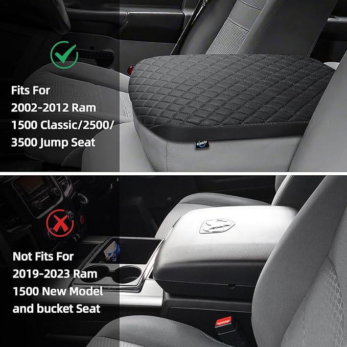 Center Console Cover Fit for 2002-2012 Ram 1500 2500 3500 Jump Seat Console, Comfortable Armrest Cover Protector Customized Car Accessories, Middle Console Cover