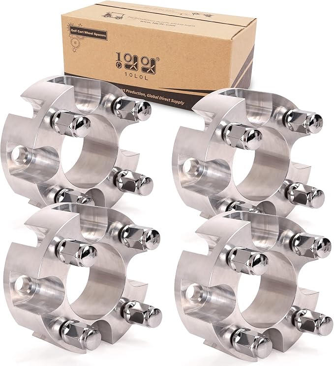 10L0L Golf Cart Wheel Spacers Adapters 2 Inch for EZGO Club Car 4 Lug (4x4 Bolt Pattern, 68mm Hub Bore, 1/2-20 Studs) - 4 Pack