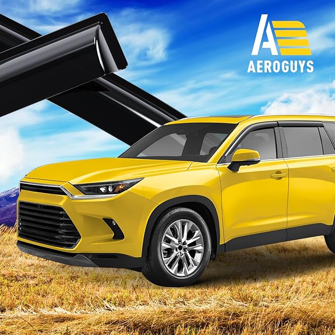 Extra Durable Window Deflectors Tape-On Window Visors Rain Guards Fit for Toyota Grand Highlander 2024-2025, Sun Visors, Wind Vent for Shades, Exterior Car Accessories - 4pcs. AG0879