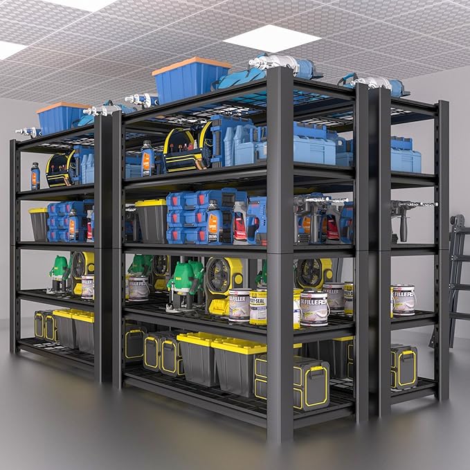 5-Tier Heavy Duty Garage Shelving Unit with Wire Shelves,3000 LBS Capacity Metal Storage Rack 76"H x 60"W x 24"D,Adjustable Boltless Steel Shelves for Garage,Basement,Pantry,Warehouse.3 Pack
