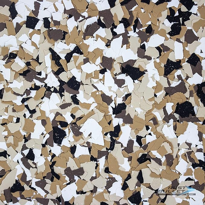 RUST BULLET Decorative Color Flakes - Autumn Brown - Customize Concrete Floors with 1 LB of Durable, UV-Resistant Vinyl Chips for Stunning, Long-Lasting Designs