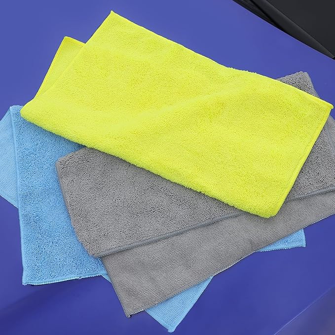 Wash Cloths for Car Interior & Exterior,Microfiber Towels Cleaning Highly Absorbent,Car Wash Rags,Cleaning Rags for House,Kitchen,Bathroom,Office-3 Colors 16''x16''-6Pack