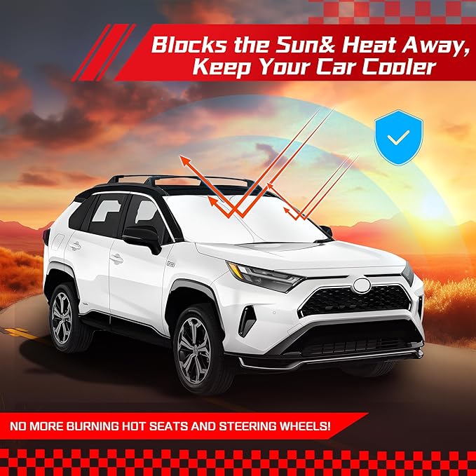 ARISMOTOR Windshield Sun Shade for Toyota RAV4 2019-2025, Custom Fit Foldable Front Window Sunshade Sun Visor Protector, Block UV Rays Keep Your Car Cooler