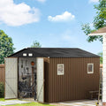 10X10X7.5 FT Outdoor Steel Storage Shed with Lockable Doors, 2 Windows, Frame Floor (No Wood/Other Boards), Ideal for Garden, Backyard, Patio Storage,Brown
