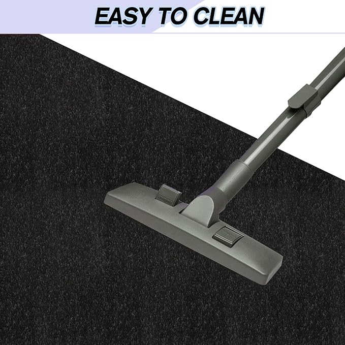 Custom Size Backed Non-Slip Area Rugs Runner, Easy Clean, Waterproof Runner Rugs for Hallway Entryway, Kitchen, Laundry, 2FT x 14FT, Black