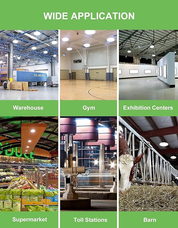 300W UFO-LED-High-Bay-Light, UL & DLC Listed 5000K Daylight 43500LM, 0-10V Dimmable LED High Bay Lights AC100-277V, IP65 Waterproof Commercial Bay Lighting Fixture for Warehouse Workshop