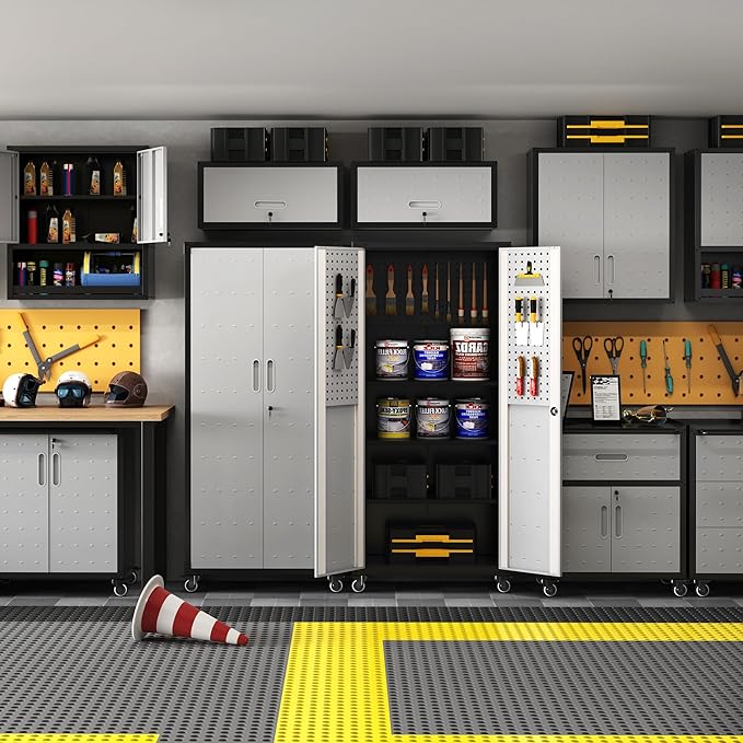 Metal Garage Storage Cabinet with Wheels,Locking Rolling Tool Cabinet with Drawers and Shelves for Home, Office, Garage & Workshop