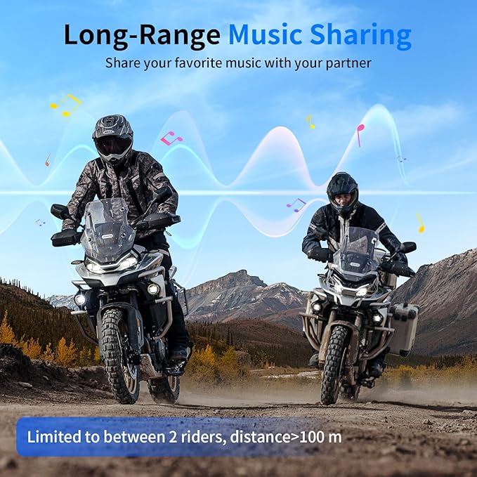 Fodsports M1-S Air Motorcycle Bluetooth Headset with Music Sharing, 4-Way Motobike Intercom, 1000 m Group Helmet Communication System, Quick Pairing/FM Radio/Handsfree/Stereo Music(1 Pack)