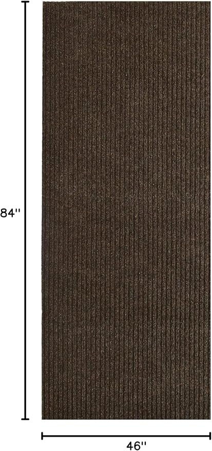 iCustomRug Spartan Weather Warrior Duty Indoor/Outdoor Utility Ribbed in 3ft,4ft,6ft Widths 70 Custom Sizes with Natural Non-Slip Rubber Backing 4'X7' in Brown
