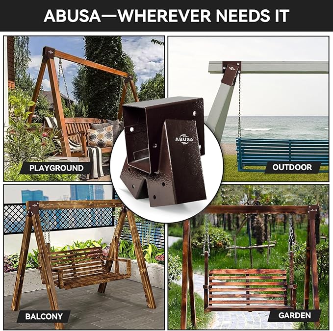 Heavy Duty Swing Sets Brackets Including 2 A-Frame Swing Set Brackets and 4 Swing Hangers for Playground Equipment Mounting Parts Hardware Included (Bronze)