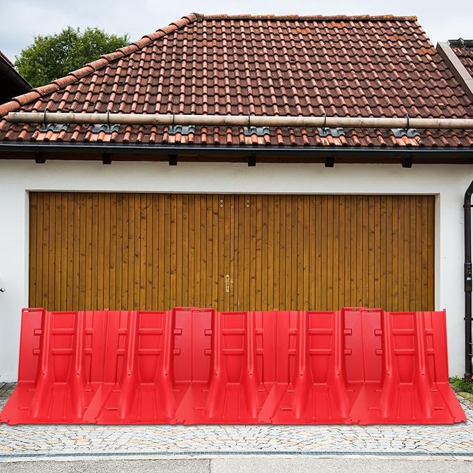 Flood Prevention Barrier, ABS L-Type Baffle Water Barrier Reusable, Door Flood Barriers for Home, Removable Combined for Garage Doors, Warehouses, Basements and School (13pcs)