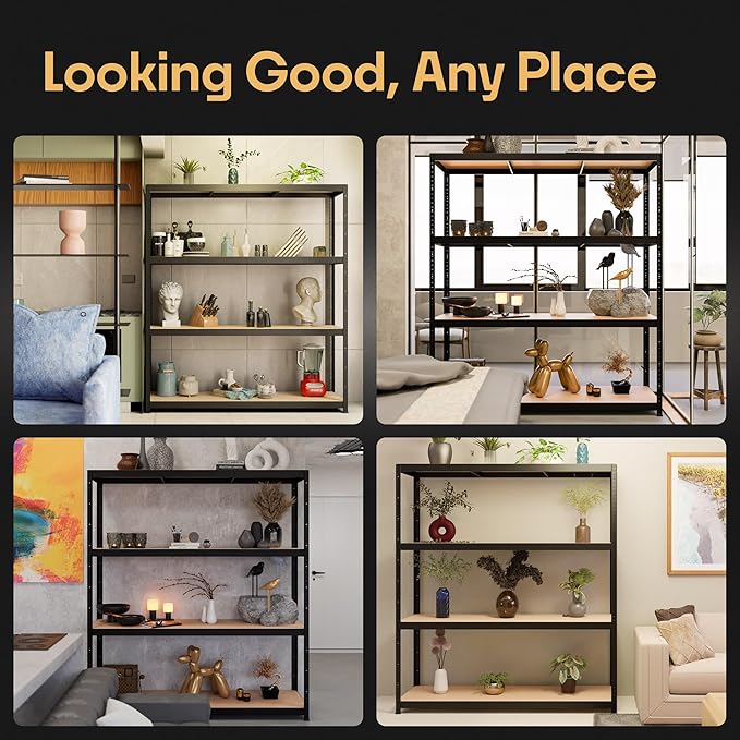 Storage Shelves: 5 Storage Shelves Heavy Duty w/ 2,200 lb Total Load Capacity, 550 per Storage Shelf 71x63x24 | Perfect Solution for Your Storage Needs | Adjustable Shelving Unit