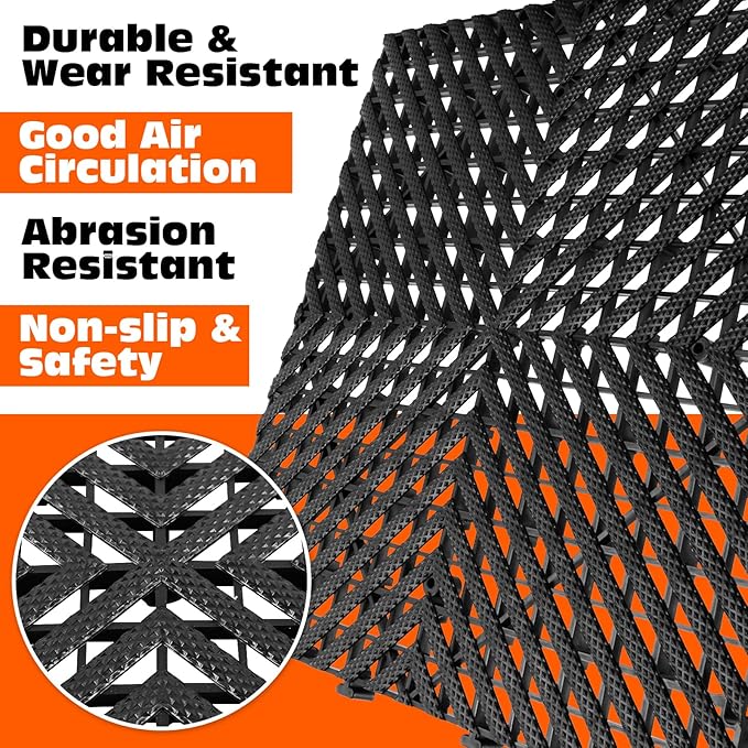 Interlocking Garage Floor Tiles - 0.79in,Vented, Self-Draining, Non-Slip Flooring, Modular, Virgin Polypropylene, Ideal for Garages, Patios, Basements, Decks -51.6 sq ft (Grey, 30PCS)