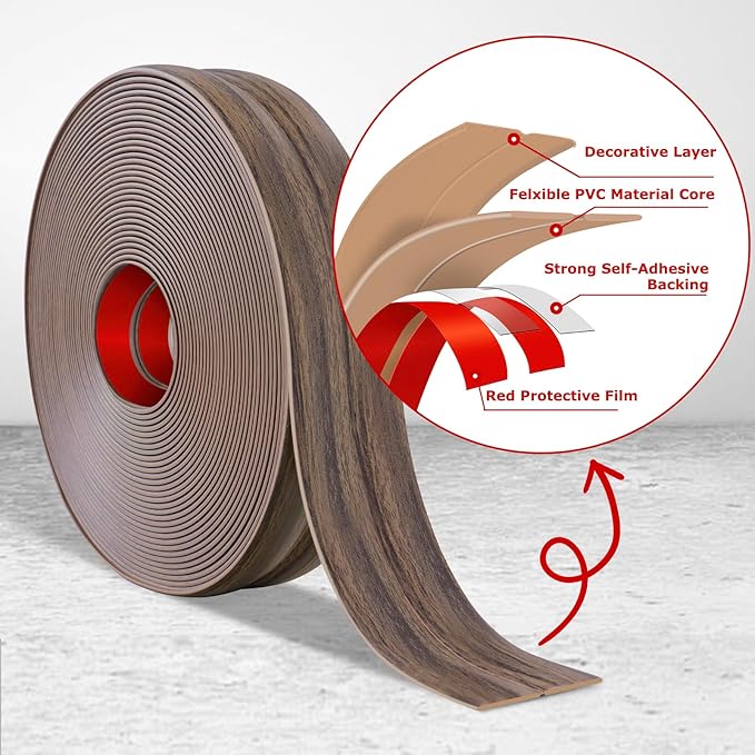 Flexible Wall Corner Protector Moulding Trim Peel and Stick Wall Corner Guards Edge Protector Self Adhesive Molding Trim Strip for Edge Ceiling (Smoked Brown Wood Grain, 1.6 in x 40 Ft)