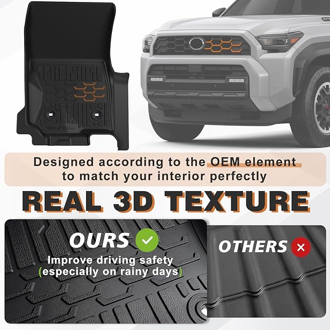 TripleAliners Floor Mats & Trunk Mat & Rear Seatback Cover All Weather TPE Liners Fit for Toyota 2025 4Runner Accessories Custom Fit 6th Generation 4Runner TPE Heavy-Duty Liners(Only for 7 Seats)