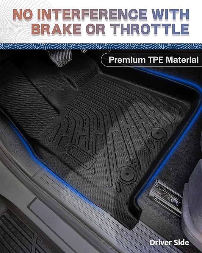 Icyhaws® for Nissan Armada/Infiniti QX80 2025 Floor Mats, All-Weather Protection Tech TPE Rubber Floor Liners Carpets Front/Rear Anti-Slip Tech Car Mats 1st and 2nd Row Automotive Accessories, 3 PCS