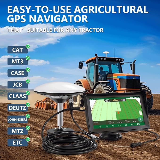 Tractor GPS Navigation System | 7-inch High-Accuracy GNSS Agricultural Navigator for Precision Farming, Spraying & Plowing
