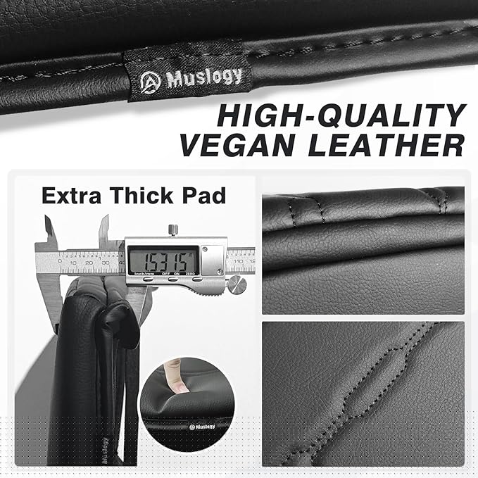 Muslogy Center Console Armrest Cover Compatible with Toyota Tacoma 2016-2023 Comfort Armrest Pad Arm Rest Cushion Vegan Leather Protector 1-Inch Extra Thick