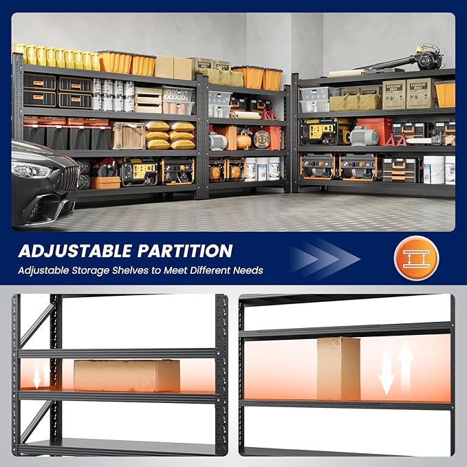 Yizosh 79" W Metal Garage Storage Shelves,7000LBS Heavy Duty 4-Shelf Adjustable Steel Organization Shelving,Utility Rack Shelf,79" W x 24" D x 79" H for Basement,Warehouse,Industrial