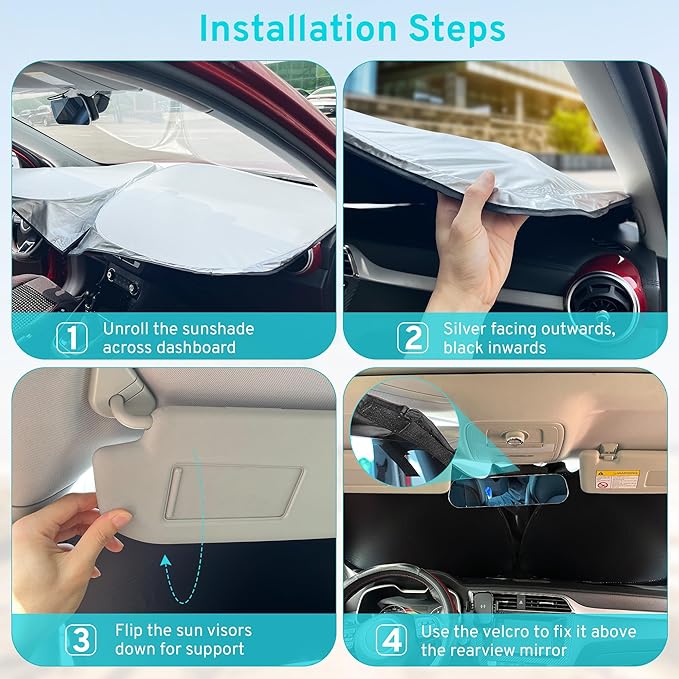 XHRING Windshield Sun Shade Sunshade Compatible with Hyundai Kona 2025 2024 Accessories Car Front Window Sun Shield Cover