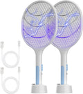 Bug Zapper 2 Pack, VANELC Electric Fly Swatter Racket Fly Zapper, 3000 Volt USB Rechargeable Fly Trap Mosquito Zapper Pest Insects Control for Home, Kitchen, Office, Outdoor