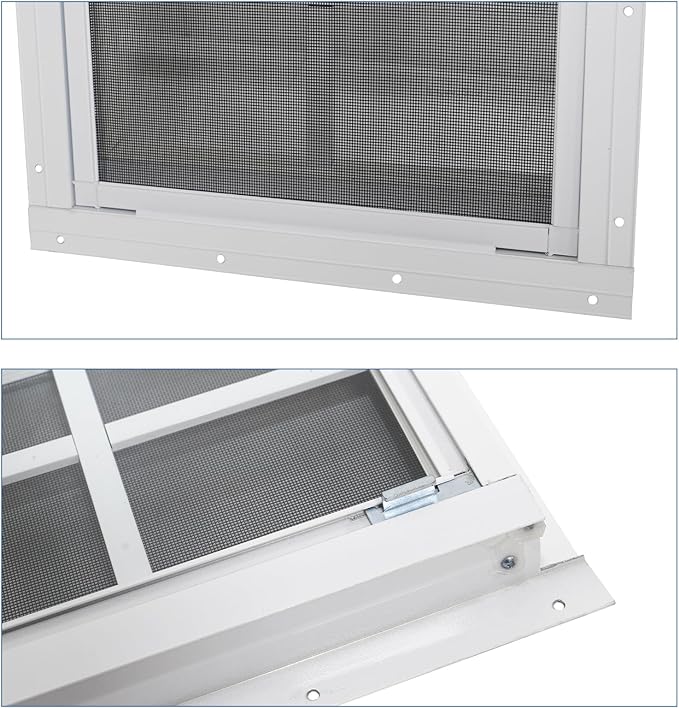 NeatiEase Upgraded Shed Windows 2 Pack, 24" x 24" Windows with Tempered Glass and Stainless Steel Screen for Shed, Chicken Coop, Playhouse, Household, Garage(White)