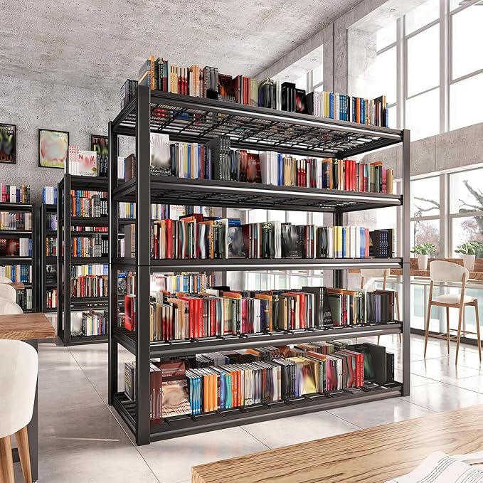 REIBII 48" W Garage Shelving Heavy Duty Load 2500LBS, 5 Tier Storage Shelves, Adjustable Metal Shelves for Warehouse, Pantry, Basement, 48" W X 72" H X18 D