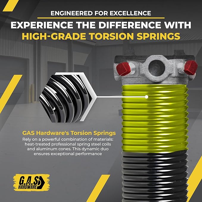 Garage Door Torsion Spring 207x1.75x24 Includes 1” Steel Bearing, Non-Slip Gloves, and Winding Bars for Left Side of Garage Door Precision E-Coating 5-Year Warranty Min. 30,000 Cycles (Red Cone)